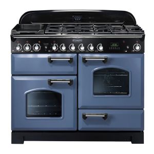 Rangemaster CDL110DFFSBC Classic Deluxe 110cm Dual Fuel Range Cooker in Stone Blue and Chrome