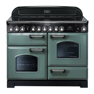 Rangemaster CDL110ECMGC Classic Deluxe 110cm Ceramic Range Cooker in Mineral Green and Chrome