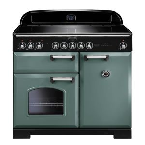 Rangemaster CDL100EIMGC Classic Deluxe 100cm Induction Range Cooker in Mineral Green and Chrome