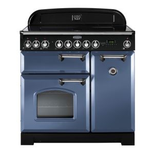 Rangemaster CDL90EISBC Classic Deluxe 90cm Induction Range Cooker in Stone Blue and Chrome