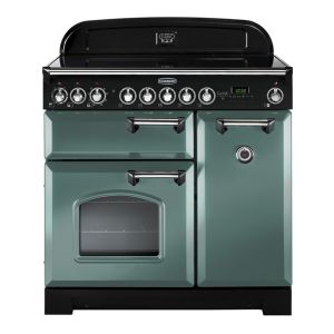 Rangemaster CDL90EIMGC Classic Deluxe 90cm Induction Range Cooker in Mineral Green and Chrome