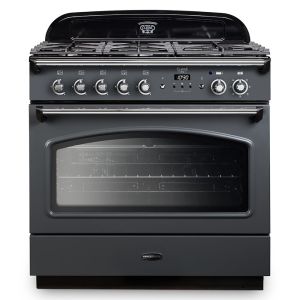 Rangemaster CLAS90FXDFFSL/C Classic FX 90cm Dual Fuel Single Cavity Range Cooker in Slate and Chrome