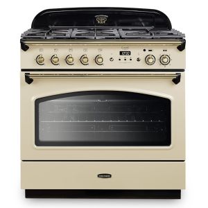 Rangemaster CLAS90FXDFFCR/B Classic FX 90cm Dual Fuel Single Cavity Range Cooker in Cream and Brass