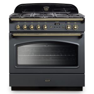 Rangemaster CLAS90FXDFFSL/B Classic FX 90cm Dual Fuel Single Cavity Range Cooker in Slate and Brass