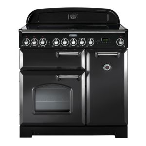 Rangemaster CDL90ECCB/C Classic Deluxe 90cm Ceramic Range Cooker in Charcoal Black and Chrome