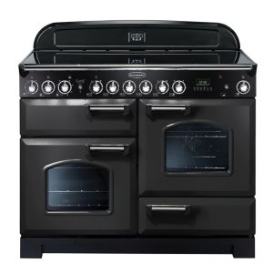 Rangemaster CDL110ECCB/C Classic Deluxe 110cm Ceramic Range Cooker in Charcoal Black and Chrome