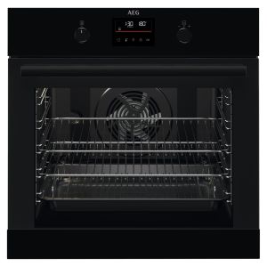 AEG BPK355061B 6000 Built In SteamBake Pyrolytic Single Oven in Black