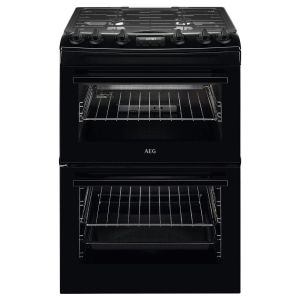 AEG CGX6130ACB Freestanding 60cm Gas Double Oven Cooker in Black