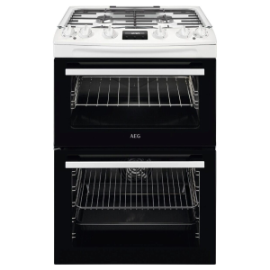 AEG CKX6540ACW 5000 Freestanding 60cm Dual Fuel Catalytic Double Oven Cooker in White