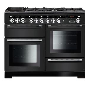 Rangemaster EDL110DFFCBC Encore Deluxe 110cm Dual Fuel Range Cooker in Charcoal Black and Chrome