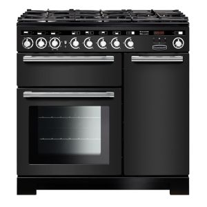 Rangemaster EDL90DFFCBC Encore Deluxe 90cm Dual Fuel Range Cooker in Charcoal Black and Chrome