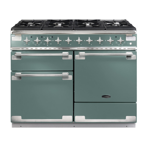 Rangemaster ELS110DFFMG Elise 110cm Dual Fuel Range Cooker in Mineral Green and Brushed Nickel