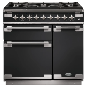 Rangemaster ELS90DFFCB Elise 90cm Dual Fuel Range Cooker in Charcoal Black and Brushed Nickel