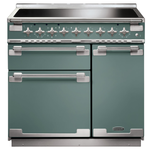 Rangemaster ELS90EIMG Elise 90cm Induction Range Cooker in Mineral Green and Brushed Nickel