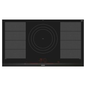 Siemens EX975LVV1E iQ700 90cm 5 Zone Flex Induction Hob in Black with Stainless Steel Trim