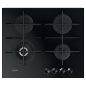 Whirlpool GOWL628NB 60cm 4 Burner Black Gas on Glass Hob