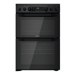 Hotpoint HDEU67V9C2B/UK Freestanding 60cm Double Oven Ceramic Cooker in Black