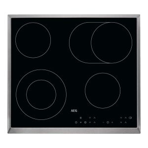 AEG HK634060XB 60cm 4 Zone Ceramic Hob in Black with Stainless Steel Trim