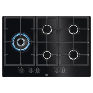 AEG HKB75820NB 6000 Gas on Glass 75cm 5 Burner Black Hob