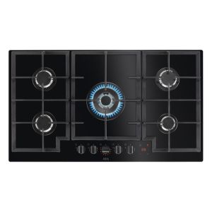 AEG HKB95450NB 8000 Series 90cm Flamelight Gas On Glass Hob in Black