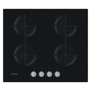 Indesit ING61TBK 60cm Gas on Glass Black Hob