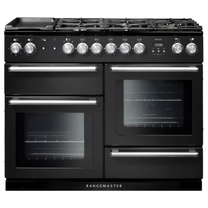 Rangemaster NEX110DFFCBC Nexus 110cm Dual Fuel Range Cooker in Charcoal Black and Chrome