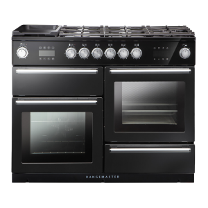 Rangemaster NEX110SODFFCB/C Nexus Steam 110cm Dual Fuel Range Cooker in Charcoal Black with Chrome Trim