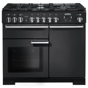 Rangemaster PDL100DFFCBC Professional Deluxe 100cm Dual Fuel Range Cooker in Charcoal Black and Chrome