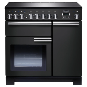 Rangemaster PDL90EICBC Professional Deluxe 90cm Induction Range Cooker in Charcoal Black and Chrome