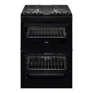 Zanussi ZCK66350BA Freestanding 60cm Dual Fuel Catalytic Double Oven Cooker in Black