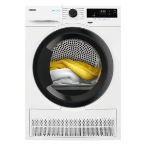 Zanussi ZDH87A2DG Freestanding 8kg Heat Pump Tumble Dryer in White with Black Door