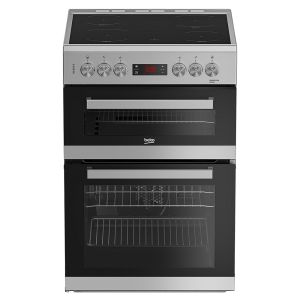 Beko EDC634S Freestanding 60cm Double Oven Electric Cooker with Ceramic Hob in Silver