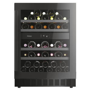Haier HAKWBD 60 UK Wine Bank 60cm Under Counter Dual Zone Wine Cooler in Black Glass