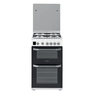 Hotpoint HD5G00CCW Freestanding Lidded 50cm Gas Double Oven Cooker in White