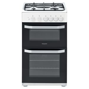 Hotpoint HD5G00KCW 50cm Double Oven Catalytic Gas Cooker in White