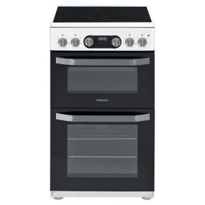 Hotpoint HD5V93CCW 50cm Electric Double Oven Cooker with Ceramic Hob in White