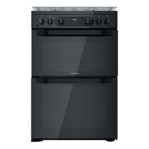 Hotpoint HDM67G0CCB 60cm Gas Double Oven Cooker Black