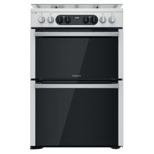 Hotpoint HDM67G8C2CXUK 60cm Lidded Dual Fuel Double Oven Cooker in Stainless Steel
