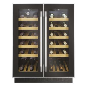 Hoover HWCB 60D UK/N Freestanding Under Counter 2 Door Wine Cooler in Black and Stainless Steel