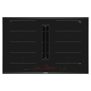 Bosch PXX875D67E Serie 8 Flex 80cm Induction Venting Hob in Black with Stainless Steel Trim