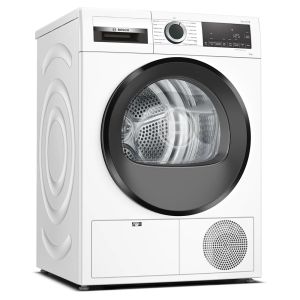 Bosch WPG23108GB Serie 6 Freestanding 8kg AutoDry Condenser Tumble Dryer in White with Black Door