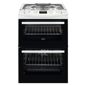 Zanussi ZCK66350WA Lidded 60cm Dual Fuel Double Oven Cooker White