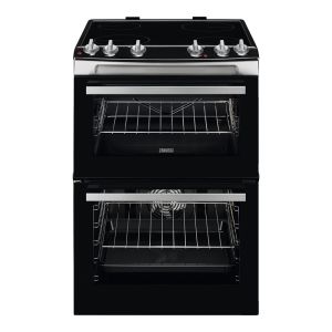 Zanussi ZCV66050XA 60cm Electric Double Oven Cooker with Ceramic Hob Stainless Steel