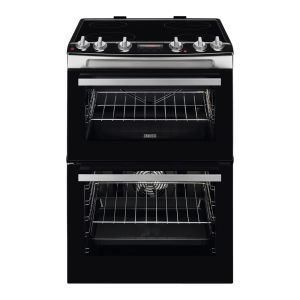 Zanussi ZCV66078XA 60cm Electric Double Oven Cooker with Ceramic Hob Stainless Steel